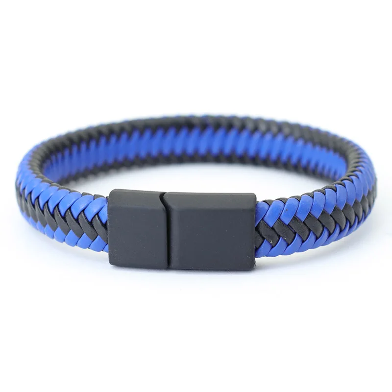 Noter Men Leather Bracelet Bangle Black Braided Magnetic Clasp Punk Braclet Homme Hand Accessories Gift For Him Pulsera Hombre