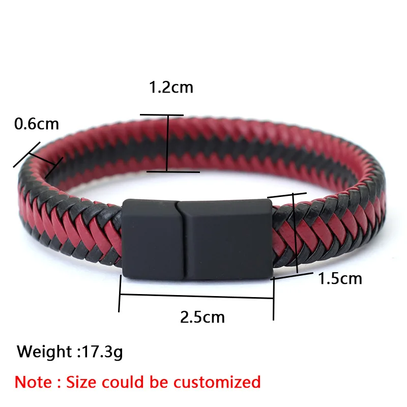 Noter Men Leather Bracelet Bangle Black Braided Magnetic Clasp Punk Braclet Homme Hand Accessories Gift For Him Pulsera Hombre