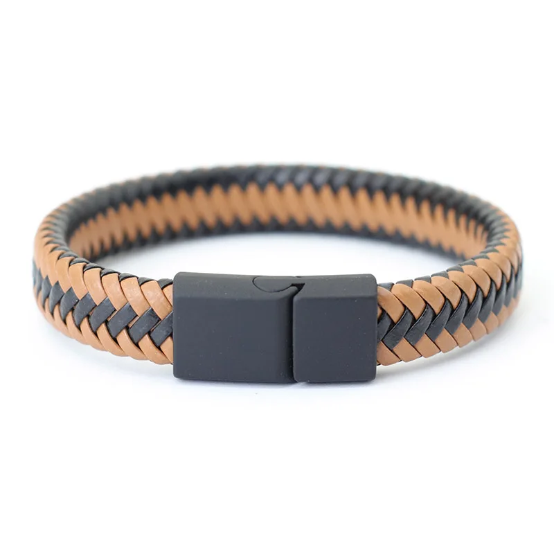 Noter Men Leather Bracelet Bangle Black Braided Magnetic Clasp Punk Braclet Homme Hand Accessories Gift For Him Pulsera Hombre
