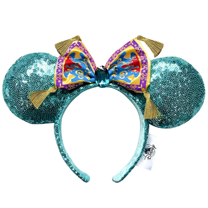 Disney Mickey Mouse Ear Headband Amusement Park Hair Hoop Fish Scale Sequin Mesh Party Headwear Girl Toy Birthday