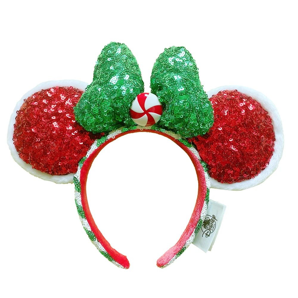 Disney Mickey Mouse Ear Headband Amusement Park Hair Hoop Fish Scale Sequin Mesh Party Headwear Girl Toy Birthday