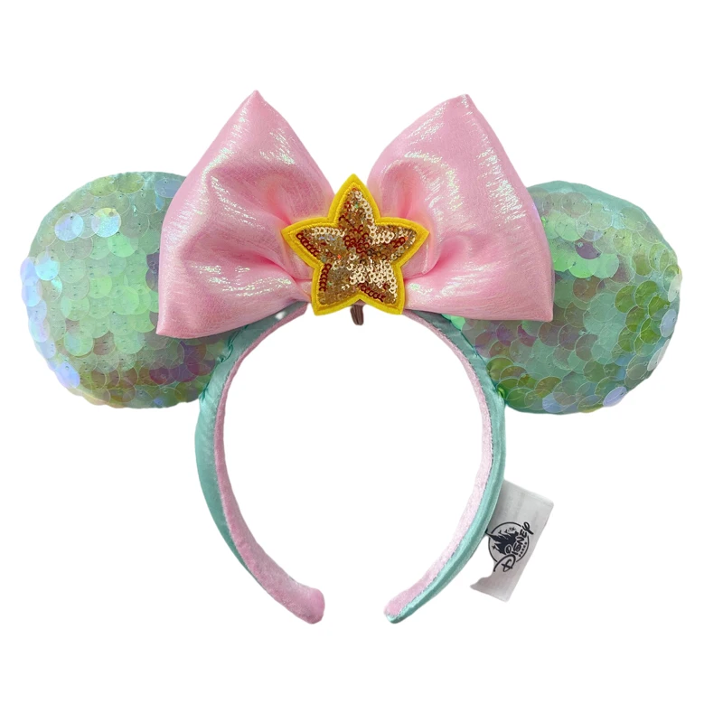 Disney Mickey Mouse Ear Headband Amusement Park Hair Hoop Fish Scale Sequin Mesh Party Headwear Girl Toy Birthday