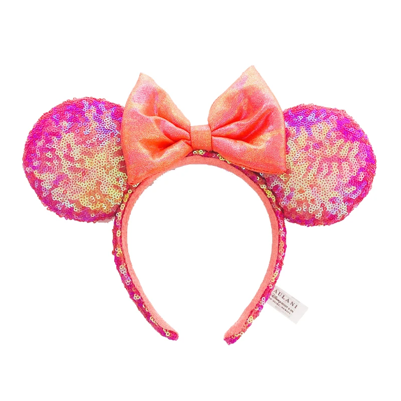 Disney Mickey Mouse Ear Headband Amusement Park Hair Hoop Fish Scale Sequin Mesh Party Headwear Girl Toy Birthday