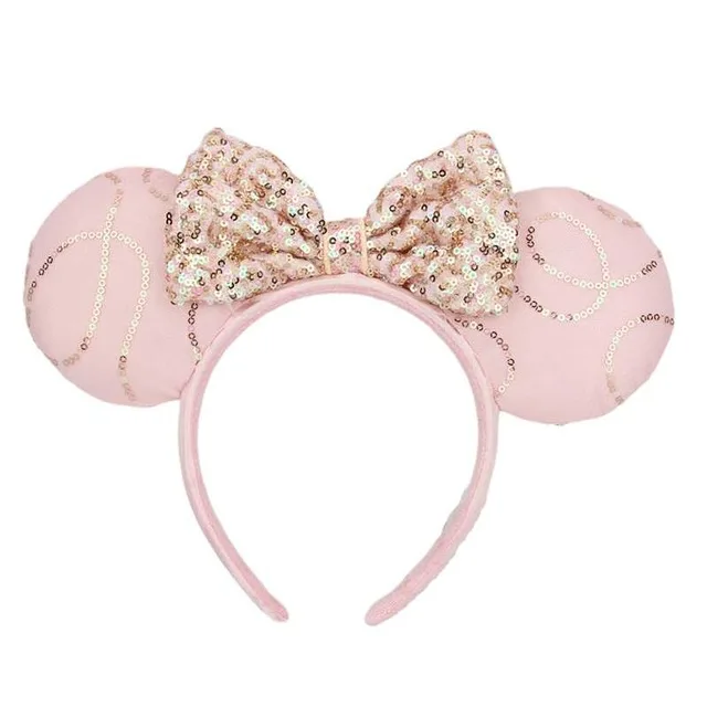 Disney Mickey Mouse Ear Headband Amusement Park Hair Hoop Fish Scale Sequin Mesh Party Headwear Girl Toy Birthday