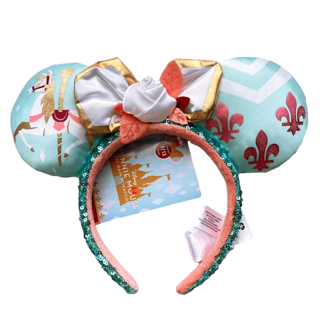 Disney Mickey Mouse Ear Headband Amusement Park Hair Hoop Fish Scale Sequin Mesh Party Headwear Girl Toy Birthday
