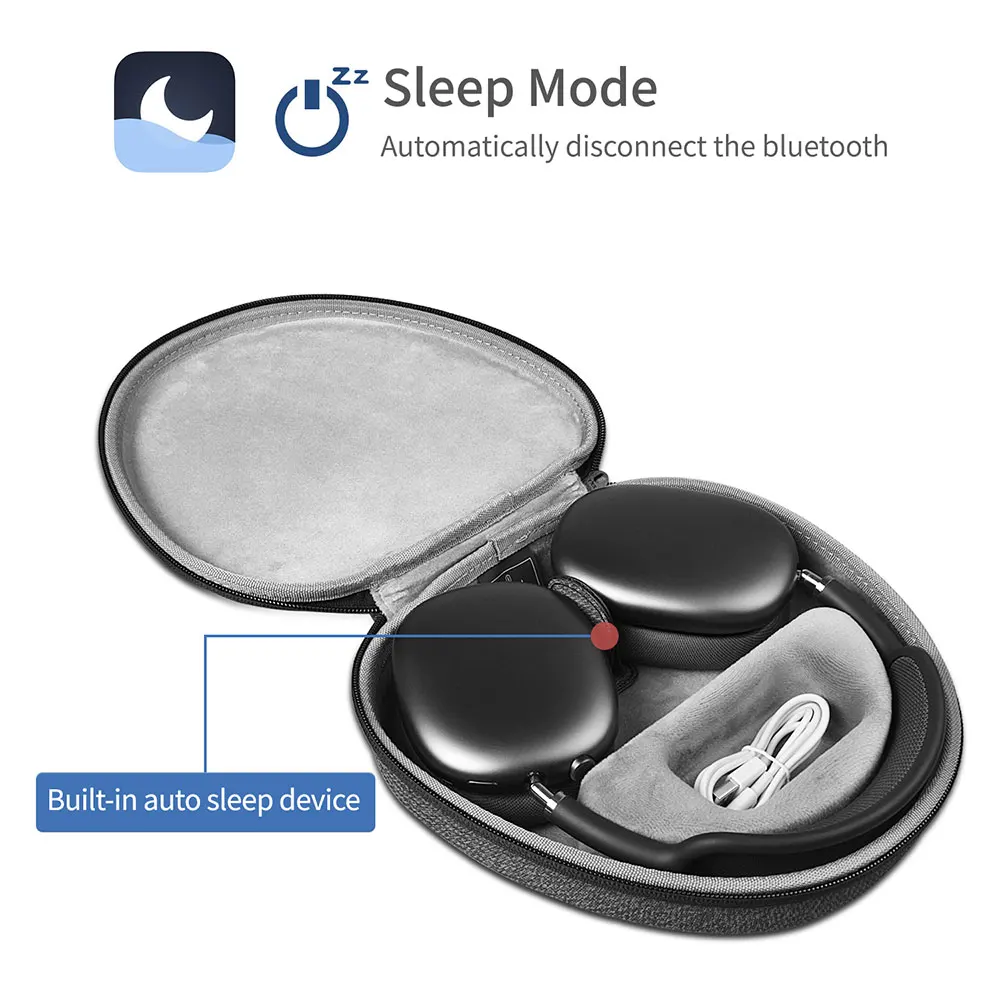 WiWU Waterproof Smart Case for AirPods Max with Staying Power Carry Bag for Airpods Max Sleep Model Headphone Protective Case