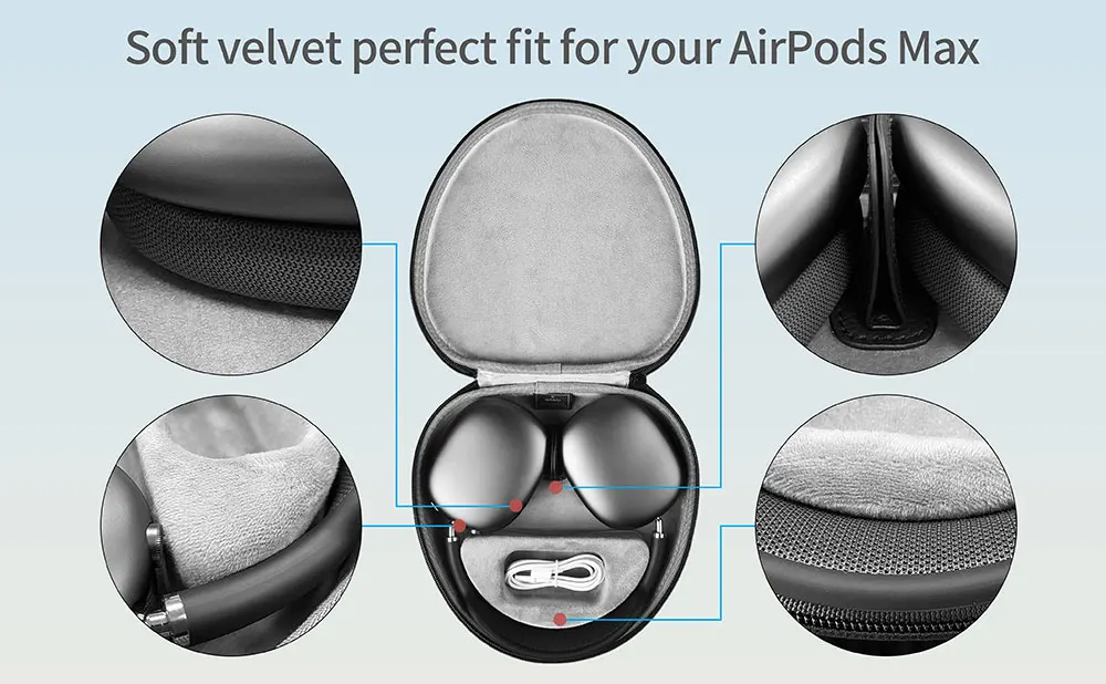 WiWU Waterproof Smart Case for AirPods Max with Staying Power Carry Bag for Airpods Max Sleep Model Headphone Protective Case
