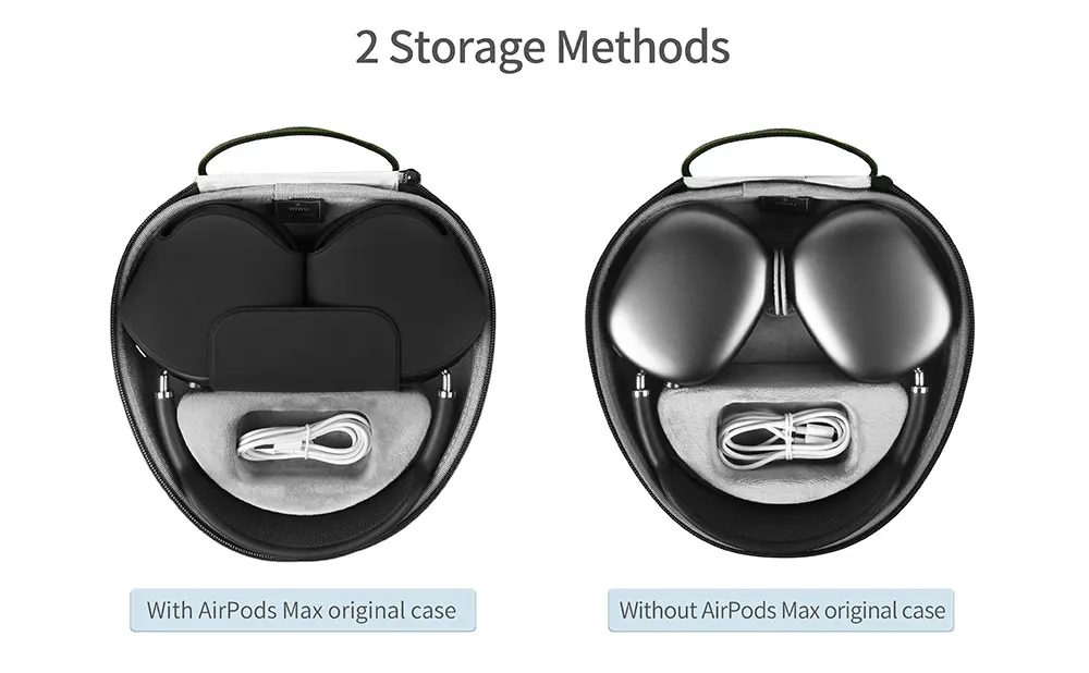 WiWU Waterproof Smart Case for AirPods Max with Staying Power Carry Bag for Airpods Max Sleep Model Headphone Protective Case