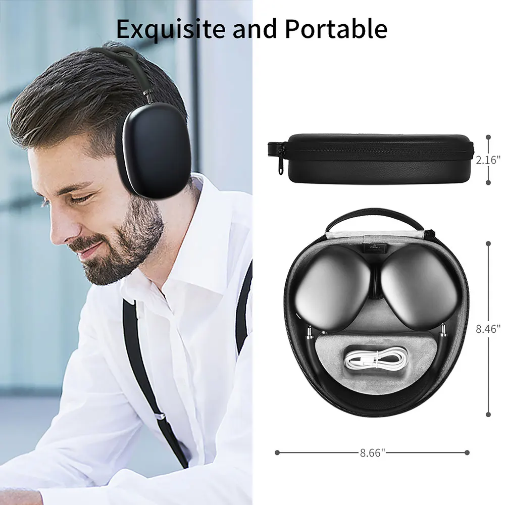WiWU Waterproof Smart Case for AirPods Max with Staying Power Carry Bag for Airpods Max Sleep Model Headphone Protective Case