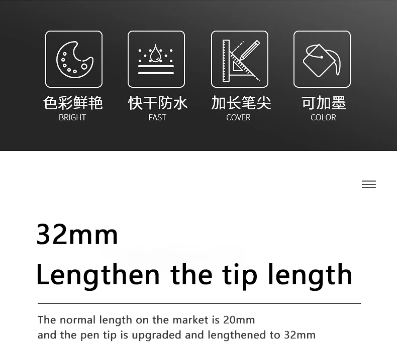 4Pcs/Set Long Nib Head Markers 30mm Deep Hole Multi-Purpose Perforating Pen for Metal Waterproof Woodworking Bathroom Decoration