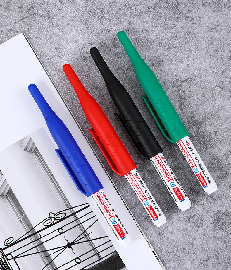 4Pcs/Set Long Nib Head Markers 30mm Deep Hole Multi-Purpose Perforating Pen for Metal Waterproof Woodworking Bathroom Decoration