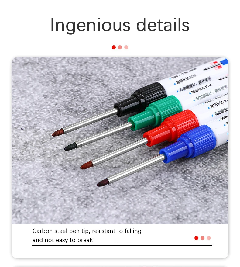 4Pcs/Set Long Nib Head Markers 30mm Deep Hole Multi-Purpose Perforating Pen for Metal Waterproof Woodworking Bathroom Decoration