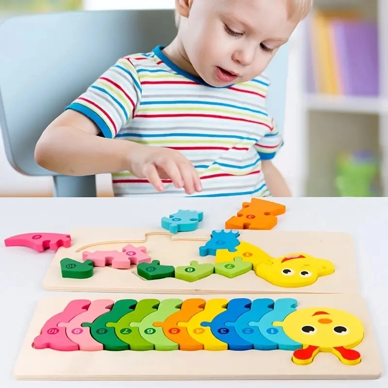 Wooden Puzzles for Kids, Number Puzzle, Dinosaur Puzzles and Animal ,Traffic,Characte Jigsaw Toys for Boy Girl Ideal Gift, 1-6