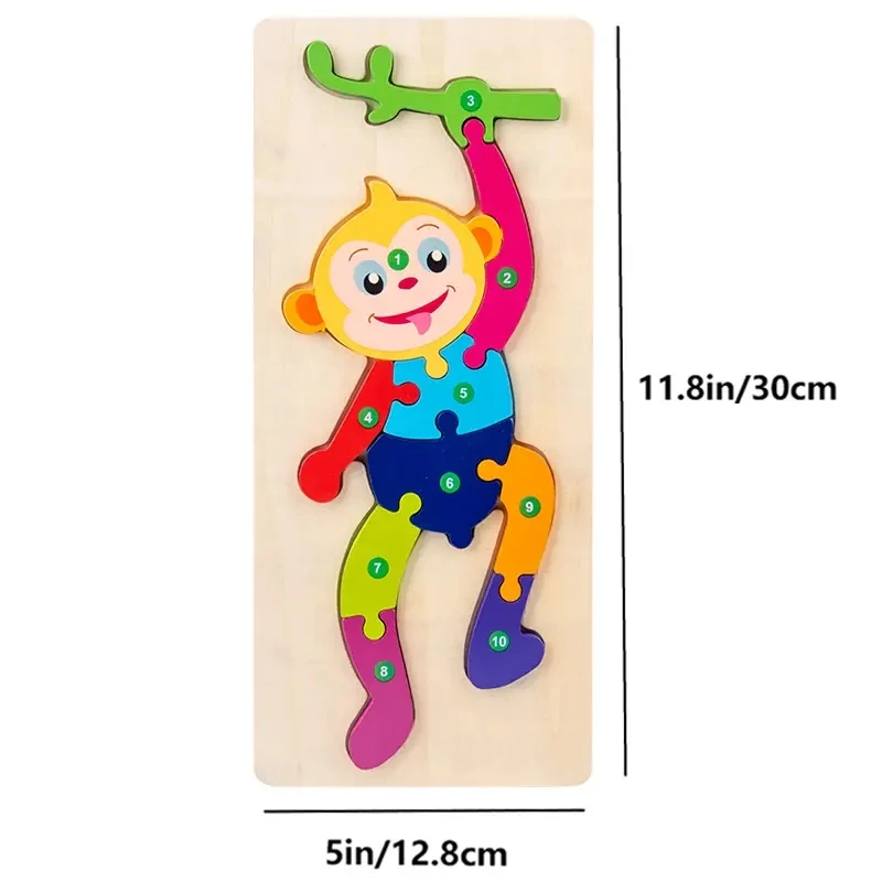 Wooden Puzzles for Kids, Number Puzzle, Dinosaur Puzzles and Animal ,Traffic,Characte Jigsaw Toys for Boy Girl Ideal Gift, 1-6