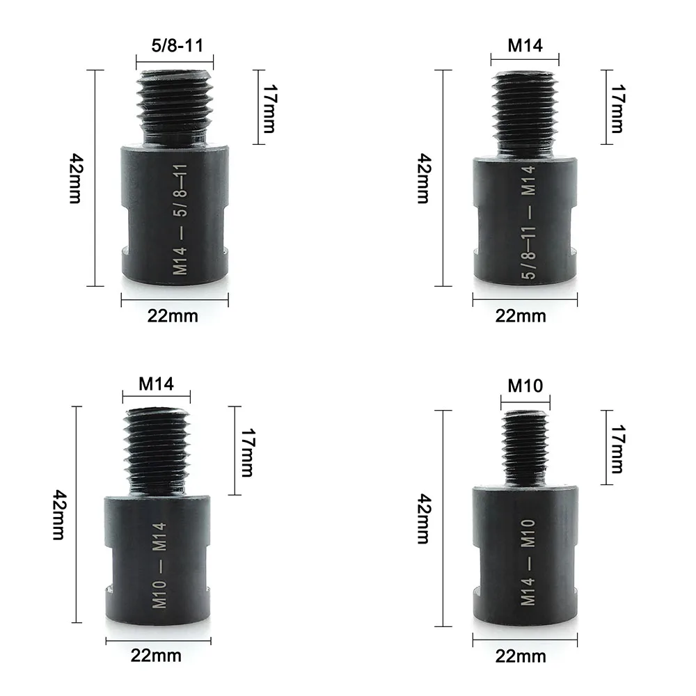 M14 M10 5/8-11'' Adapter Angle Grinder Thread Converter Adaptive Shaft Connector Polished for Diamond Core Drill Bits Hole Saw