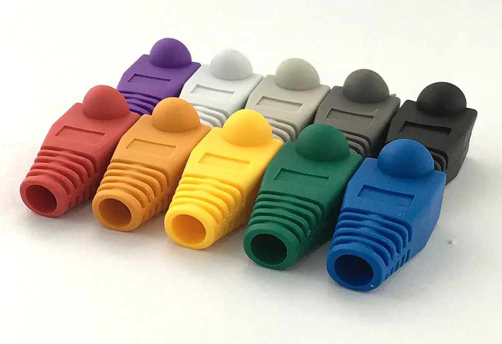 100 Pcs Mixed Color CAT5E CAT6 RJ45 Ethernet Network Cable Strain Relief Boots Cable Connector Plug Cover