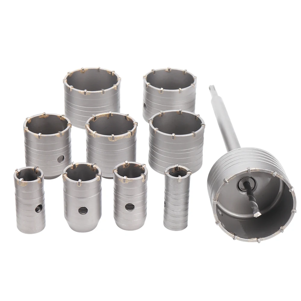 1Pc 30-150mm Drilling Crown for Concrete Wall Hole Saw SDS PLUS Hammer Drill Bit Set with Round Shaft Cement Stone Cutter Tool