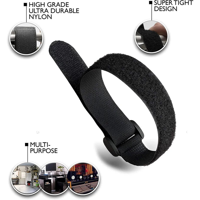 5/10Pcs Reusable Hook and Loop Straps Fastening Cable Ties Cable Straps Nylon Securing Wire Cord Ties Organizer Fastener Tape