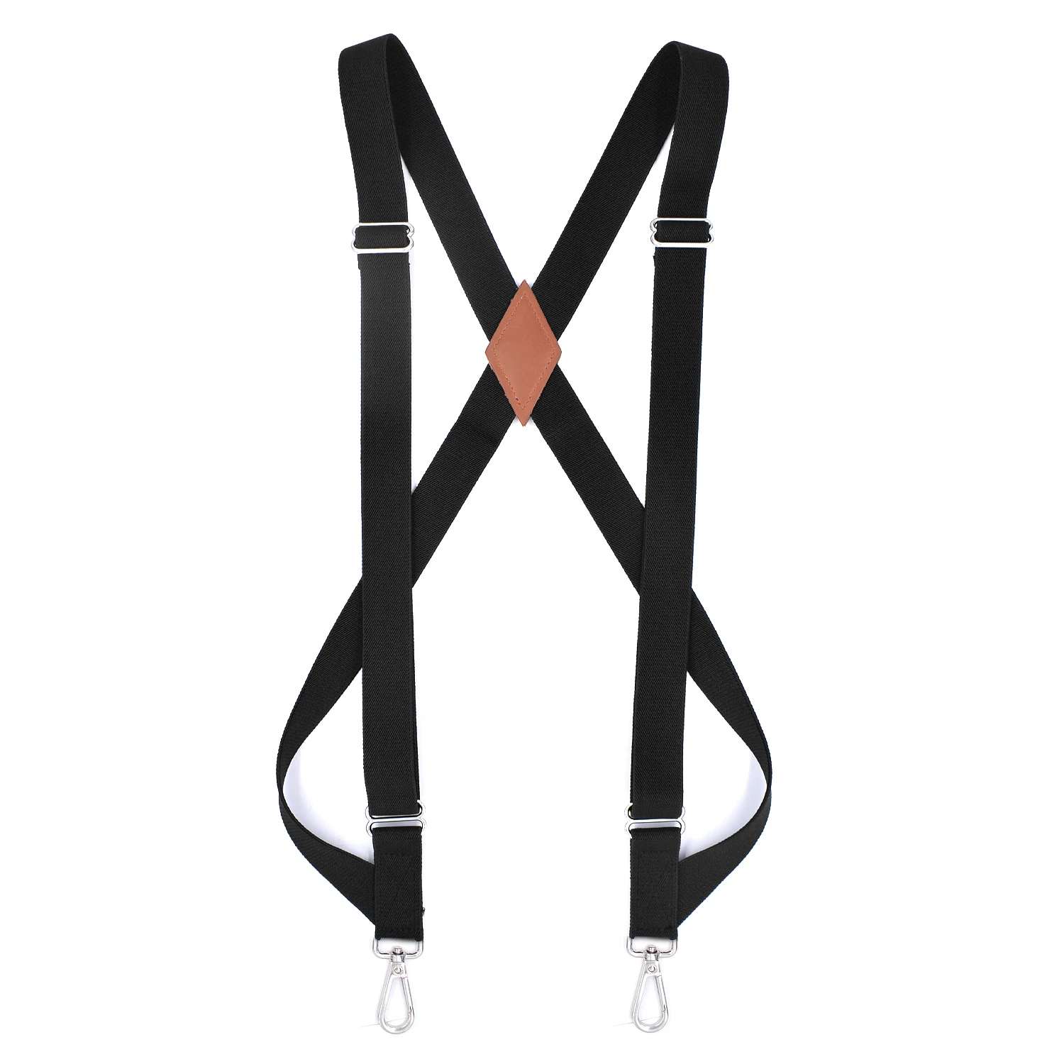 Side Clip Trucker Suspenders for Men Work 2.5cm Wide X-back with 2 Snap Hooks Adjustable Elastic Heavy Duty Trouser Braces Black