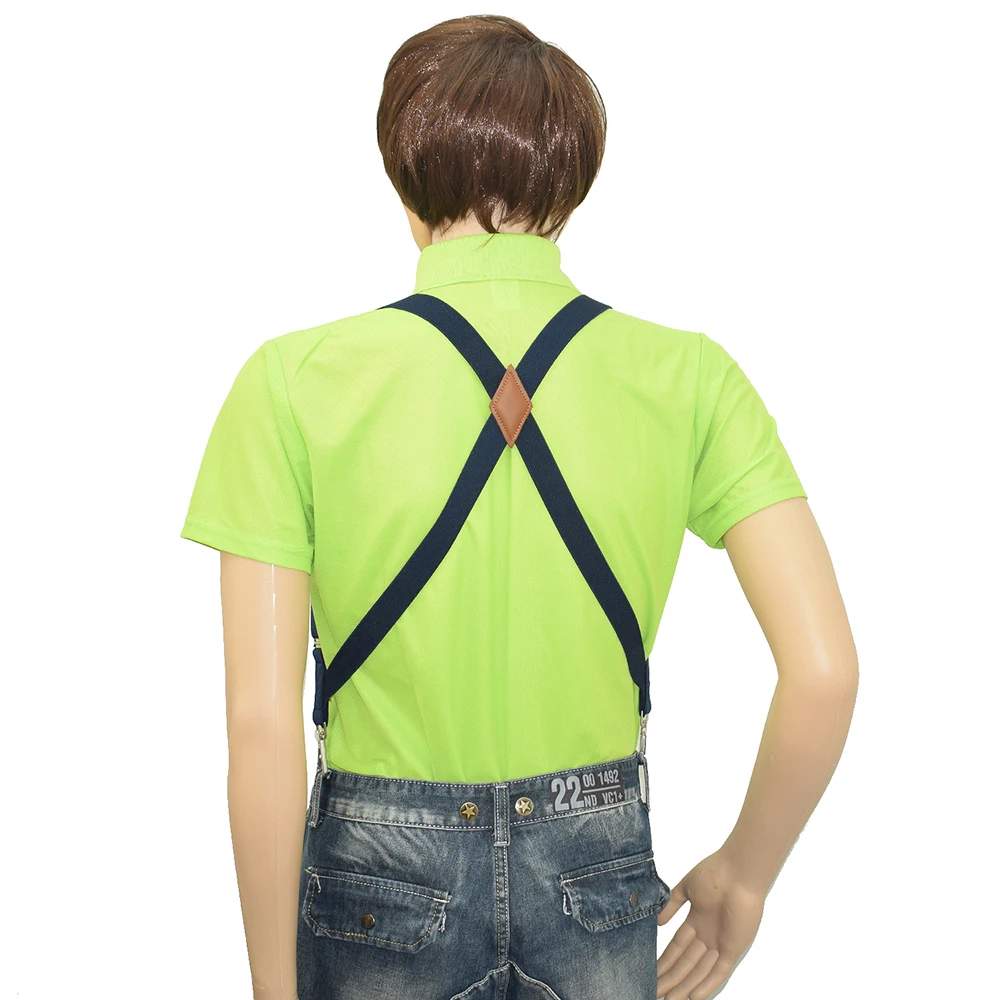 Side Clip Trucker Suspenders for Men Work 2.5cm Wide X-back with 2 Snap Hooks Adjustable Elastic Heavy Duty Trouser Braces Black