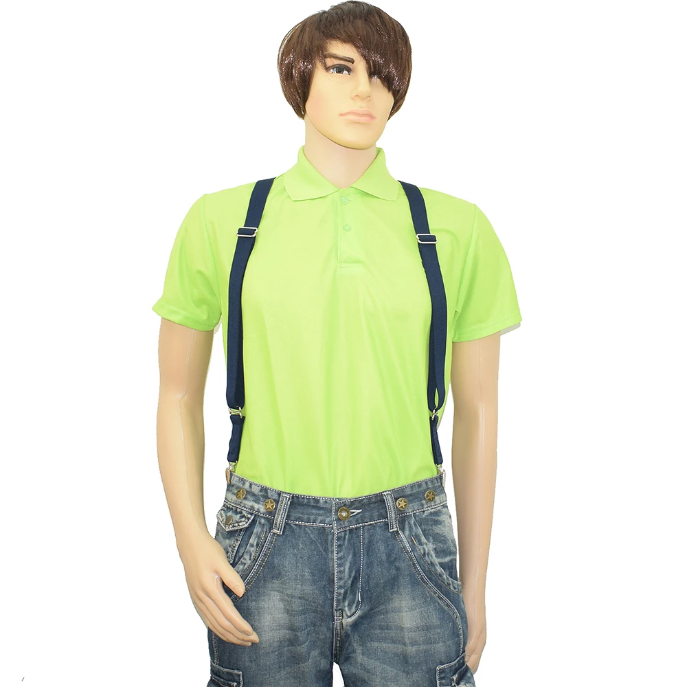 Side Clip Trucker Suspenders for Men Work 2.5cm Wide X-back with 2 Snap Hooks Adjustable Elastic Heavy Duty Trouser Braces Black