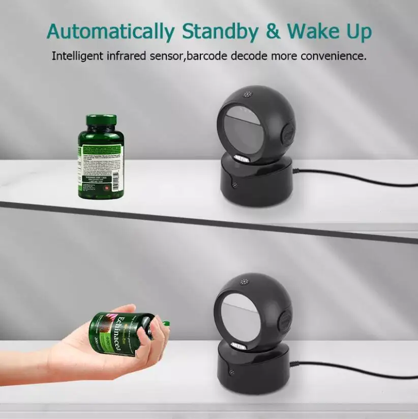 NETUM A5 2D Desktop Barcode Scanner, Omnidirectional Hands-Free Wired USB Big Barcode Reader 1D QR Screen Barcodes Scanning
