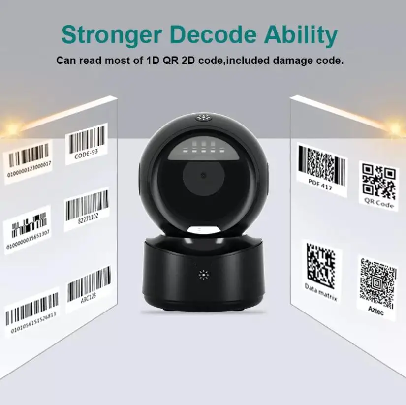 NETUM A5 2D Desktop Barcode Scanner, Omnidirectional Hands-Free Wired USB Big Barcode Reader 1D QR Screen Barcodes Scanning