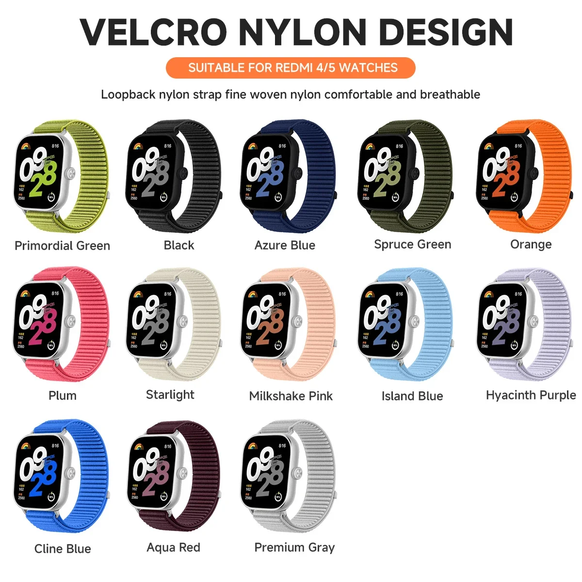 Nylon Loop Strap For Redmi Watch 5 4 Bracelet Breathable Wristband For Xiaomi Mi Band 9 Pro/8 Pro Smart Watch Accessories