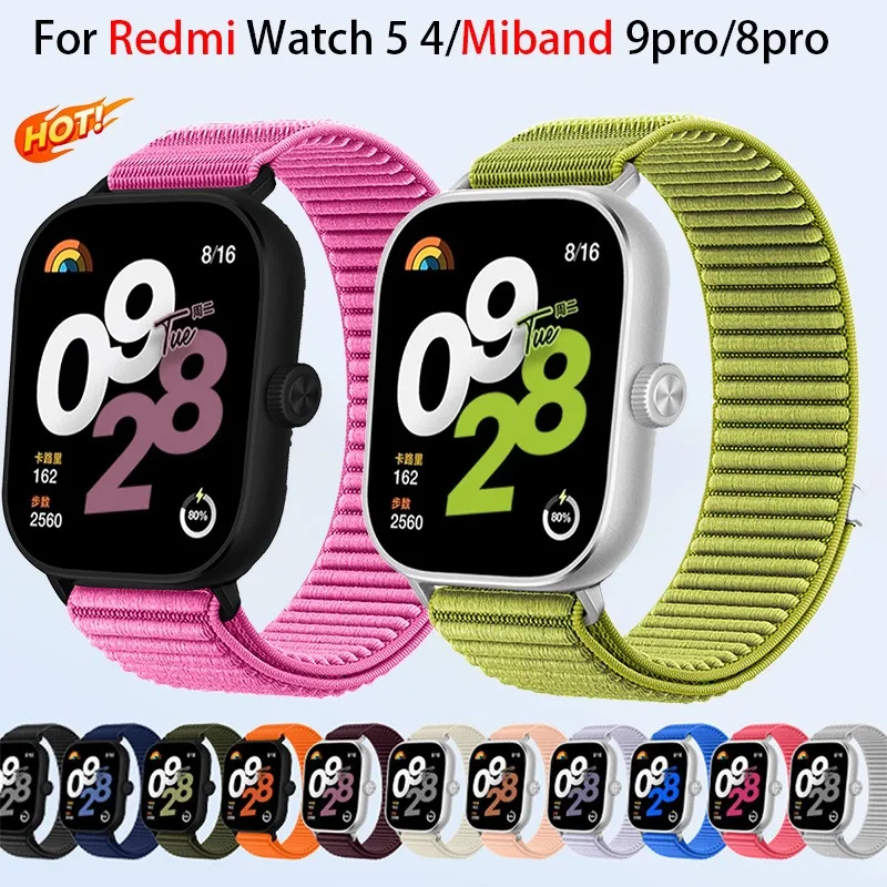 Nylon Loop Strap For Redmi Watch 5 4 Bracelet Breathable Wristband For Xiaomi Mi Band 9 Pro/8 Pro Smart Watch Accessories