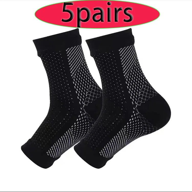 5 Pairs of Ankle Pressure Socks for Sports, Running, Fitness, Sweat Absorption, Breathability, Exposed Toe and Foot Protection
