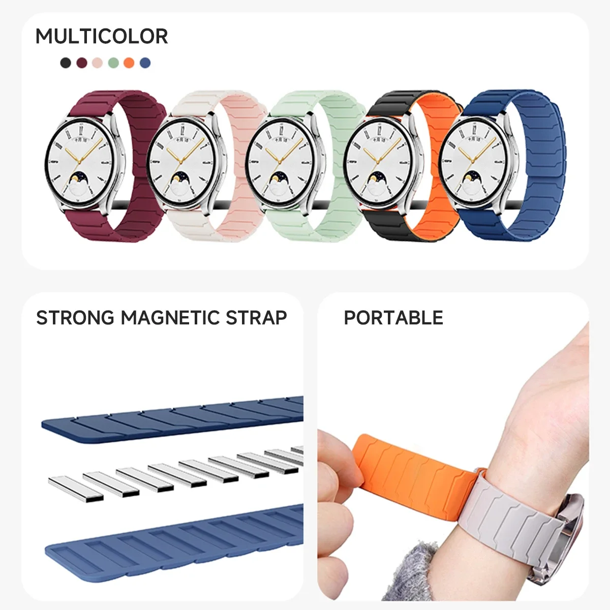 Magnetic Loop Strap For Samsung Galaxy Watch 7 6 5 4 40mm 44mm 4 6 Classic 46 42 43 47mm 5 Pro Band Silicone 20mm 22mm Watchband