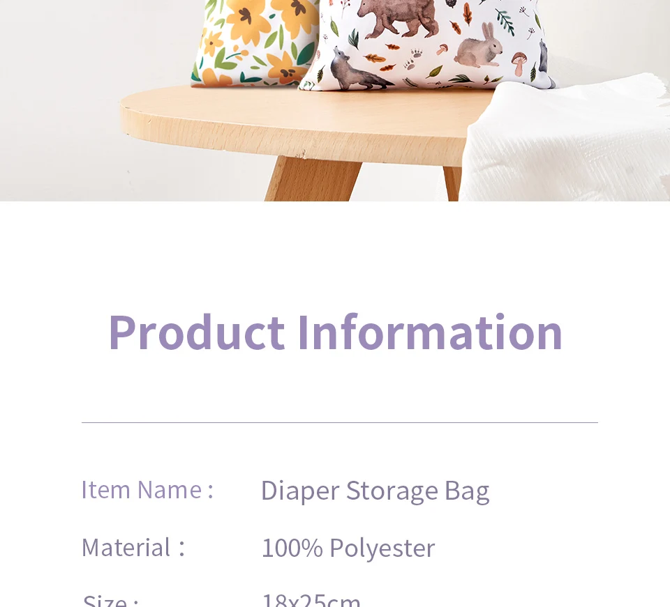 Elinfant 2PCS Wet Dry Bag Mini Baby Diaper Bag Nappy Bag 18*25cm Waterproof Reusable Washable Diaper Bag