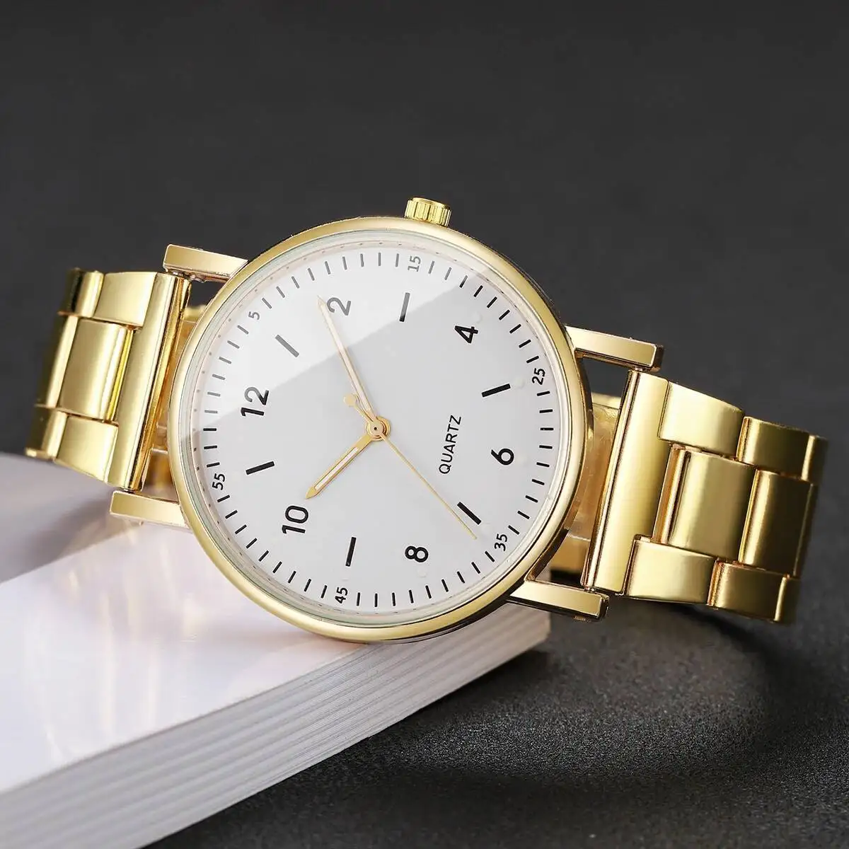 2/4PCS Fashion Women Watches Simple Arabic Dial Quartz Wristwatch with Bracelets Set Reloj Mujer(Without Box)