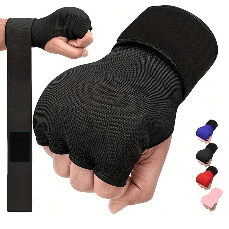 Hybrid MMA Gloves Half Finger, Boxing Muay Thai Training Punching Mitts, Thickened Sponge, Breathable Fabric, Closure Strips