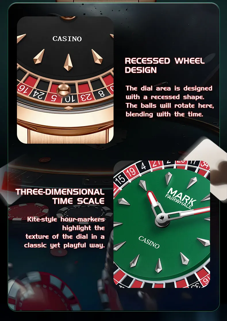 Mark Fairwhale 5031 Men Funny Quartz Watch Recessed Wheel Design Arabic Numerals Rotating Dial Roulette Clock Watch Hombre Reloj