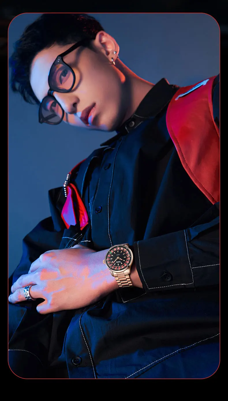Mark Fairwhale 5031 Men Funny Quartz Watch Recessed Wheel Design Arabic Numerals Rotating Dial Roulette Clock Watch Hombre Reloj