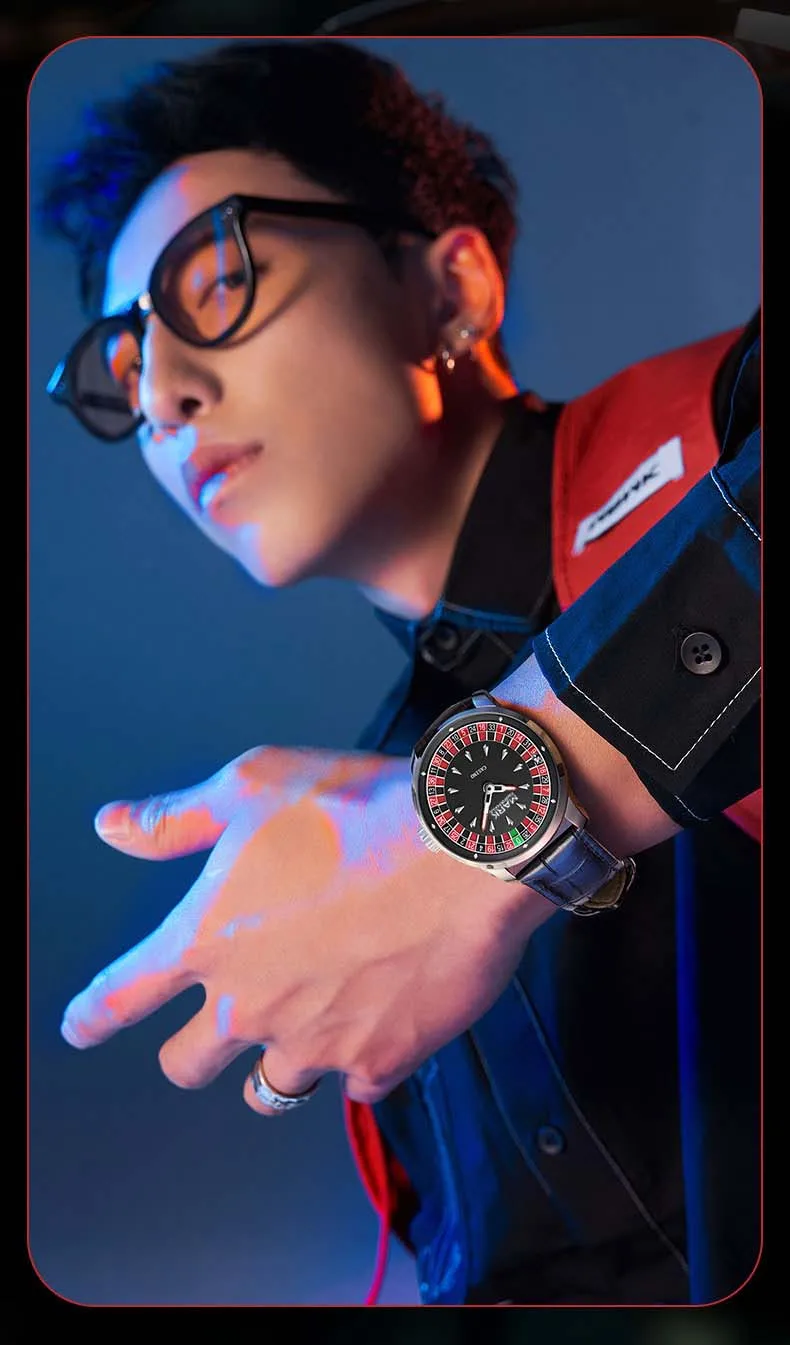 Mark Fairwhale 5031 Men Funny Quartz Watch Recessed Wheel Design Arabic Numerals Rotating Dial Roulette Clock Watch Hombre Reloj
