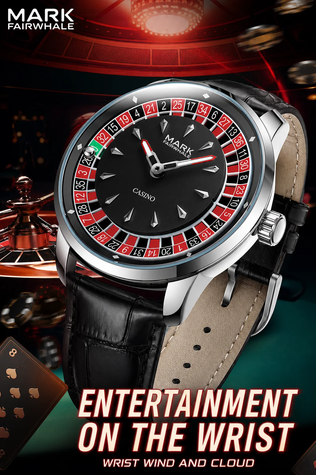 Mark Fairwhale 5031 Men Funny Quartz Watch Recessed Wheel Design Arabic Numerals Rotating Dial Roulette Clock Watch Hombre Reloj