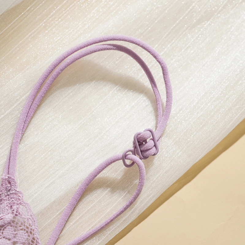 Women Ultra-thin Triangle Cup Lace Front Buckle No Wire Bra Beautiful Back Backless Adjustable Slim Straps Bra