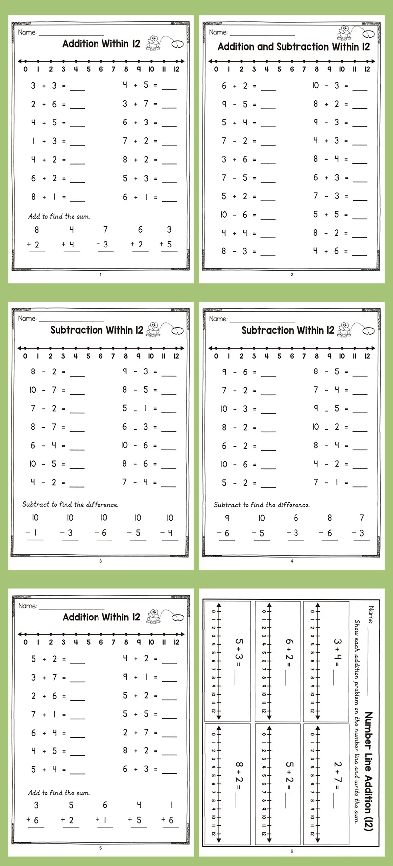 Fun Educational Activity Book Math Workbook Addition Subtraction Practice Book with Number Lines Counting & Coloring Activities