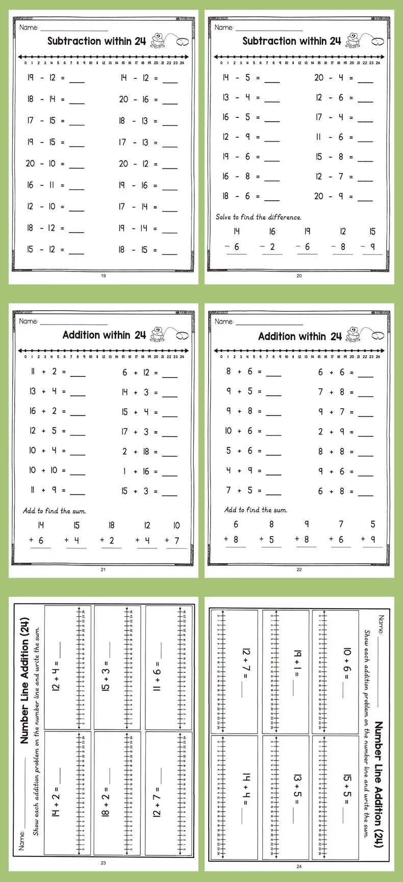 Fun Educational Activity Book Math Workbook Addition Subtraction Practice Book with Number Lines Counting & Coloring Activities