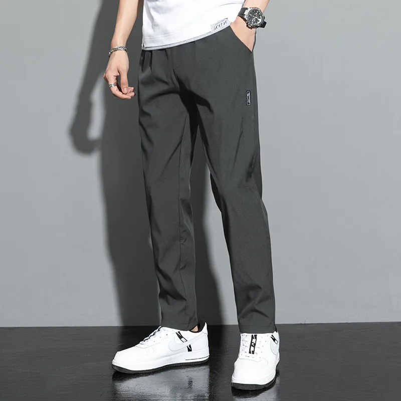 Summer men's ice silk quick drying casual pants slim fit ice silk sports pants straight tube quick drying minimalist sports pant