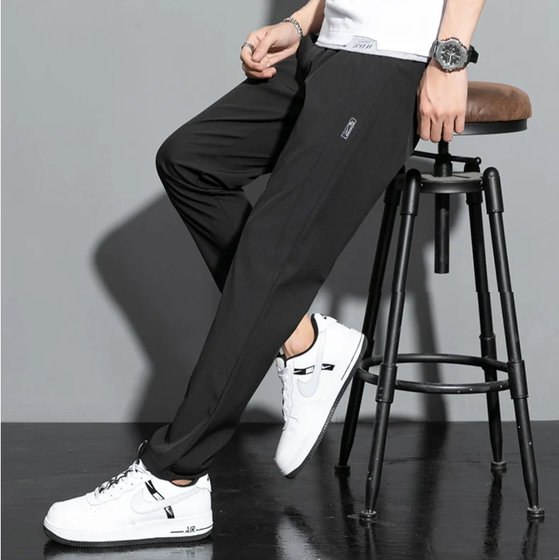 Summer men's ice silk quick drying casual pants slim fit ice silk sports pants straight tube quick drying minimalist sports pant
