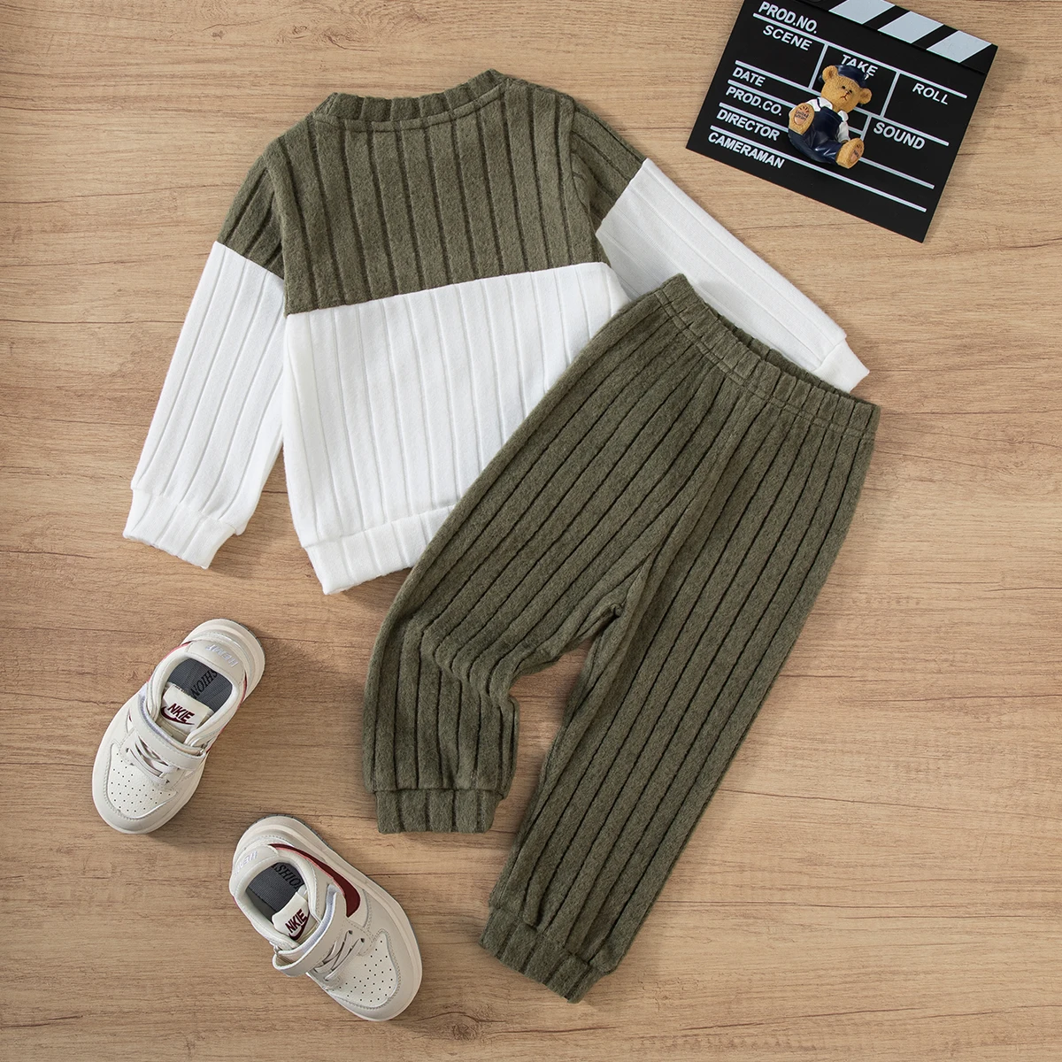 2025 Boys Autumn Winter Long Sleeve sweater suits Solid Color Block Pants Set Kids Outfit Casual Comfortable Clothing