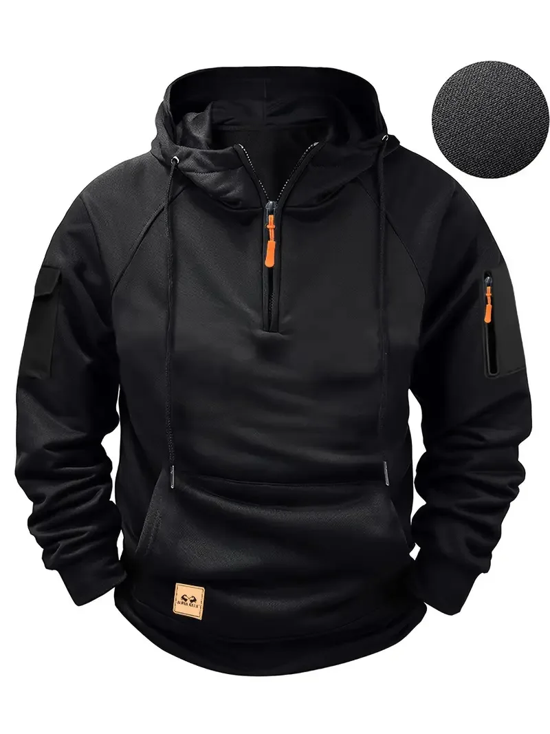 2025 New Men's Keep Warm Hoodie Streetwear Jacket Long Sleeve Sweatshirts Zipper Hooded Pullover Male Running Hooded Sweatshirt
