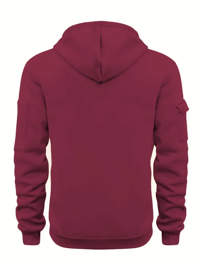 2025 New Men's Keep Warm Hoodie Streetwear Jacket Long Sleeve Sweatshirts Zipper Hooded Pullover Male Running Hooded Sweatshirt
