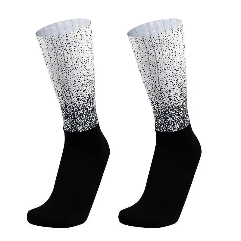Men Bicycle Sport Running Bike Socks Anti Slip Silicone Summer Aero Socks Whiteline Cycling Socks  Calcetines Ciclismo