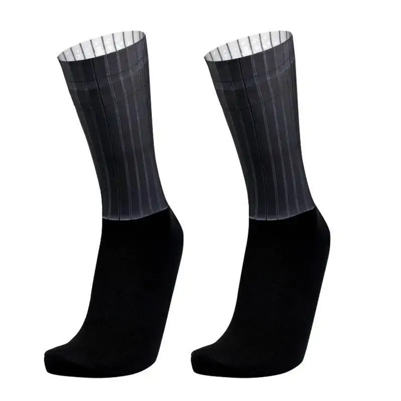 Men Bicycle Sport Running Bike Socks Anti Slip Silicone Summer Aero Socks Whiteline Cycling Socks  Calcetines Ciclismo