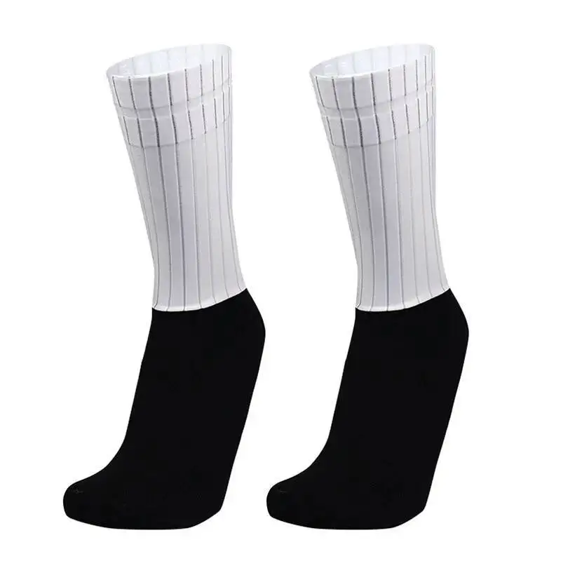 Men Bicycle Sport Running Bike Socks Anti Slip Silicone Summer Aero Socks Whiteline Cycling Socks  Calcetines Ciclismo