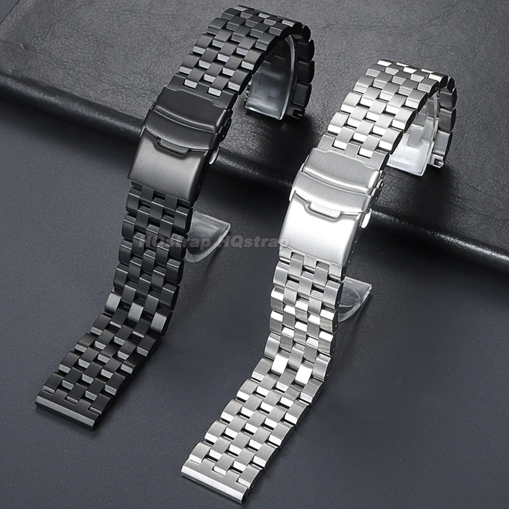 Solid Stainless Steel Strap 18mm 20mm 22mm 24mm 26mm Metal Bracelet Flat Interface Wristband SmartWatch Replacement Watch Band